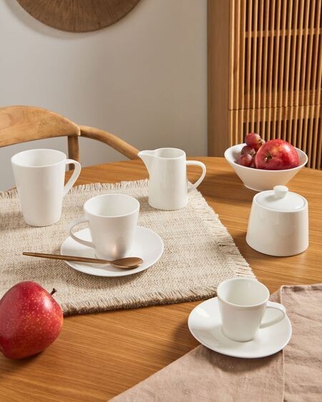 Taza de café pequeño con plato Pierina porcelana blanco