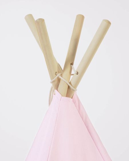 Tipi Darlyn 100% algodón rosa y patas de madera maciza de pino