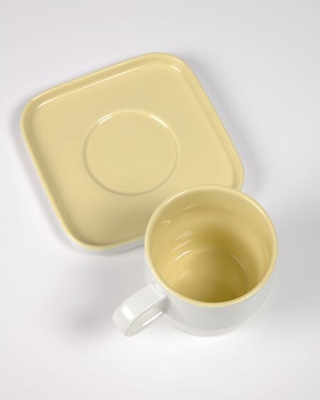 Taza con plato Midori cerámica amarillo