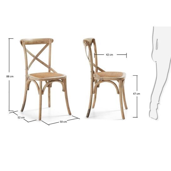 Silla Alsie de madera maciza de olmo lacado natural
