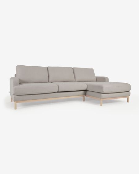 Sofá Mihaela 3 plazas con chaise longue derecho de borrego gris 264 cm
