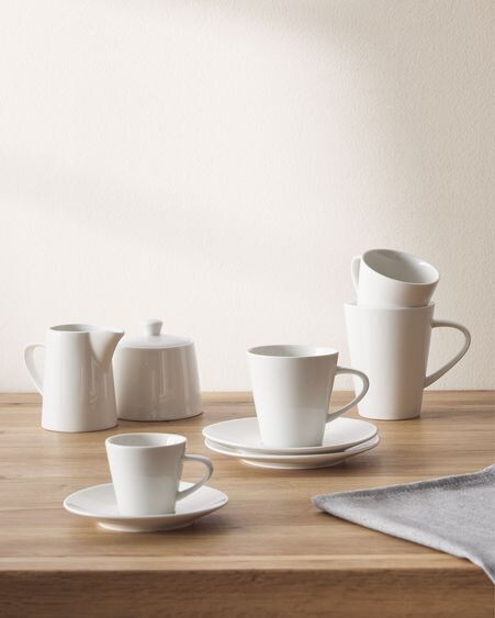 Taza de café pequeño con plato Pierina porcelana blanco