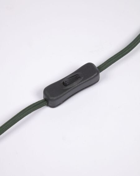 Lámpara de mesa pequeño Lumisa de ratán con acabado natural y cuerda verde