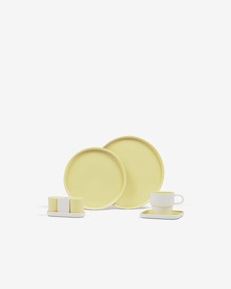 Taza con plato Midori cerámica amarillo