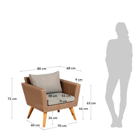 Butaca Sumie de ratán sintético con patas de madera maciza de acacia FSC 100%