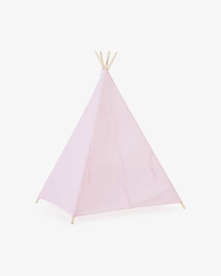Tipi Darlyn 100% algodón rosa y patas de madera maciza de pino