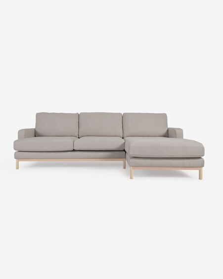 Sofá Mihaela 3 plazas con chaise longue derecho de borrego gris 264 cm