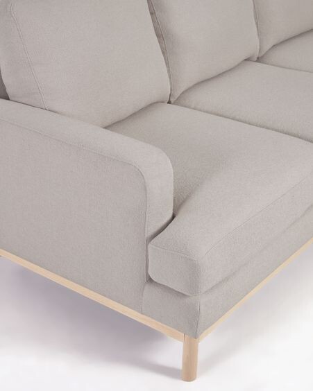 Sofá Mihaela 3 plazas con chaise longue derecho de borrego gris 264 cm