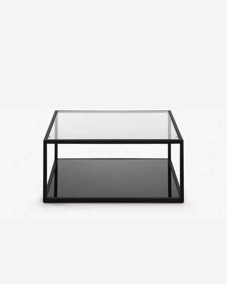 Mesa de centro Blackhill 80 x 80 cm cristal y acero acabado negro