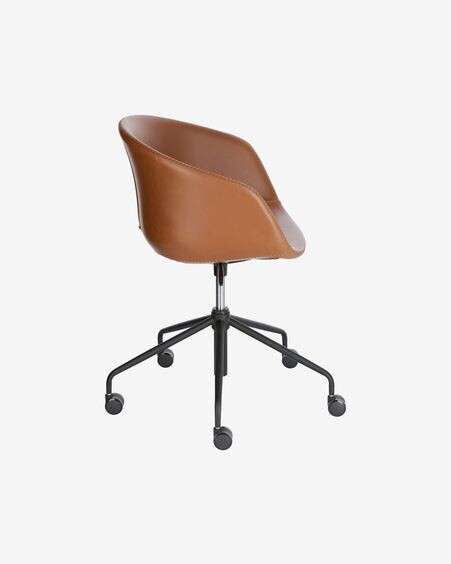 Silla de escritorio Yvette piel sintética  marrón