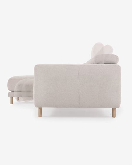 Sofá Singa 3 plazas con chaise longue izquierdo blanco 296 cm