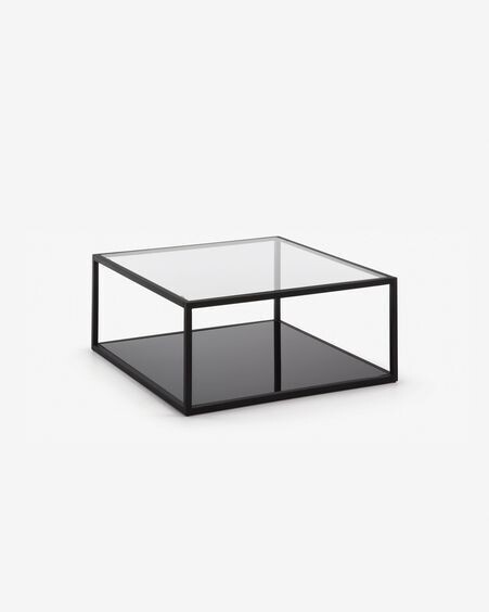 Mesa de centro Blackhill 80 x 80 cm cristal y acero acabado negro