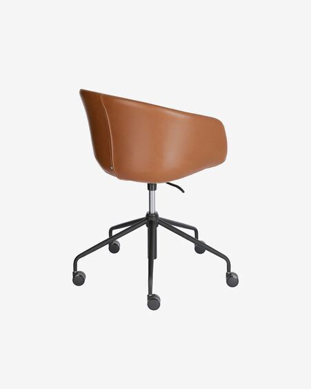 Silla de escritorio Yvette piel sintética  marrón