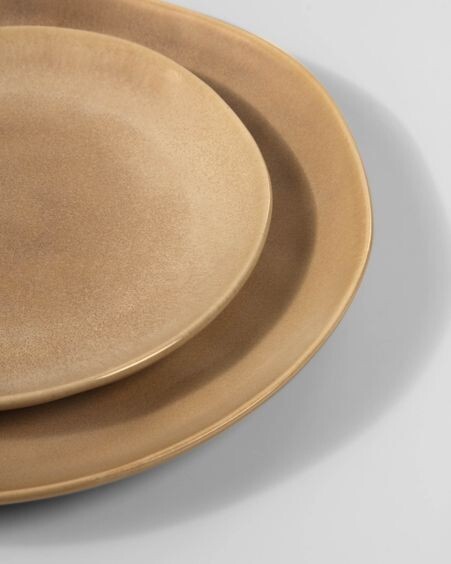 Plato de postre Vreni de cerámica beige