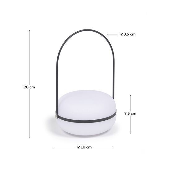 Lámpara de mesa Tea de polietileno y metal acabado negro