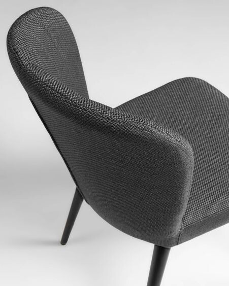 Silla Madge gris oscuro y acero con acabado negro
