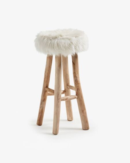Taburete Numa de madera maciza de teca altura 76 cm