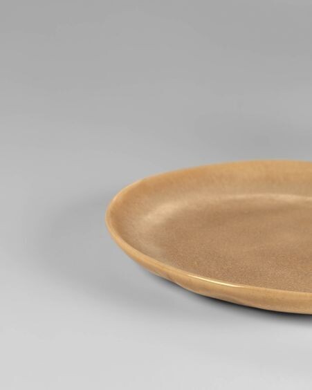 Plato de postre Vreni de cerámica beige