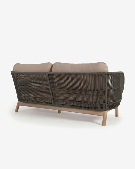 Sofá Catalina 3 plazas de cuerda verde y madera maciza de acacia 170 cm FSC