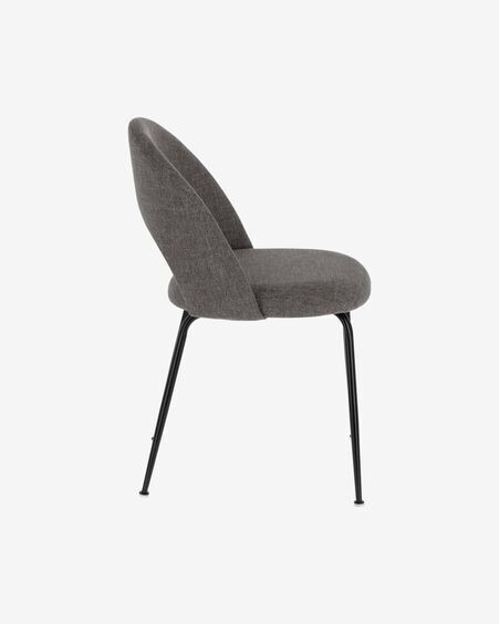 Silla Mahalia gris oscuro y patas de acero acabado pintado negro