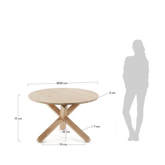 Mesa redonda Lotus Ø 120 cm madera maciza de roble