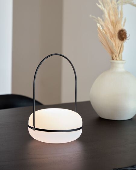 Lámpara de mesa Tea de polietileno y metal acabado negro