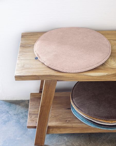 Cojín para silla redondo Sora pana rosa Ø 35 cm