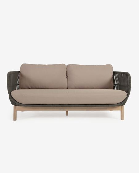 Sofá Catalina 3 plazas de cuerda verde y madera maciza de acacia 170 cm FSC