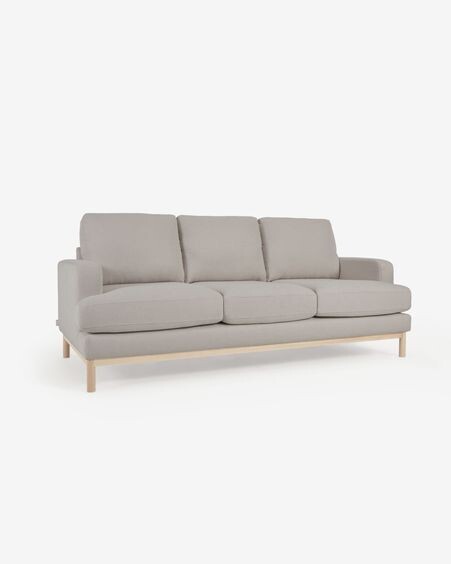 Sofá Mihaela 3 plazas de borrego gris 203 cm