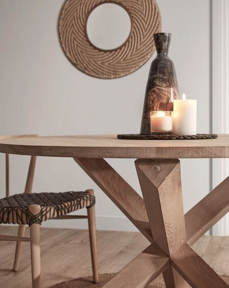 Mesa redonda Lotus Ø 120 cm madera maciza de roble