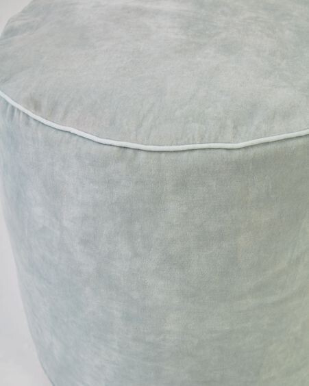 Puf redondo Brunetta de terciopelo turquesa claro Ø 40 cm
