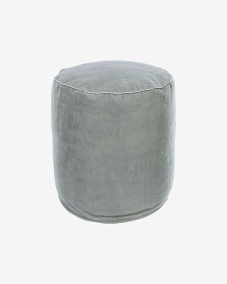 Puf redondo Brunetta de terciopelo turquesa claro Ø 40 cm