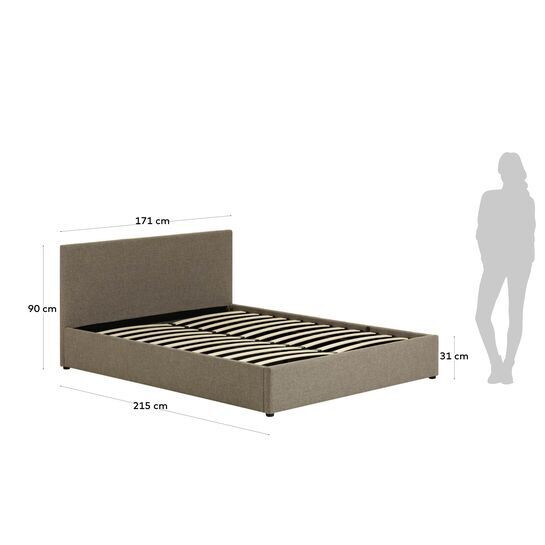 Cama con canapé Nahiri gris 160 x 200 cm