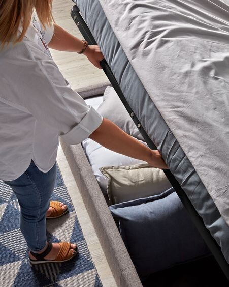 Cama con canapé Nahiri gris 160 x 200 cm