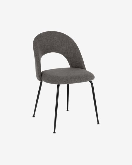 Silla Mahalia gris oscuro y patas de acero acabado pintado negro
