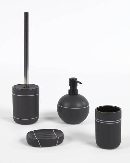 Dispensador de jabón Cerisa de cerámica negro y detalle blanco