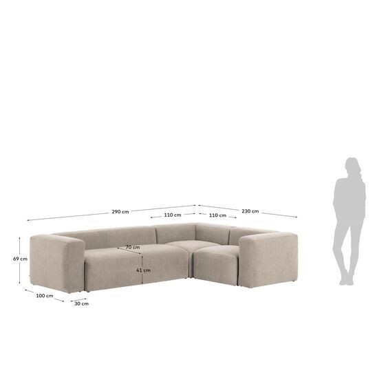 Sofá rinconero Blok 3 plazas beige 290 x 230 cm