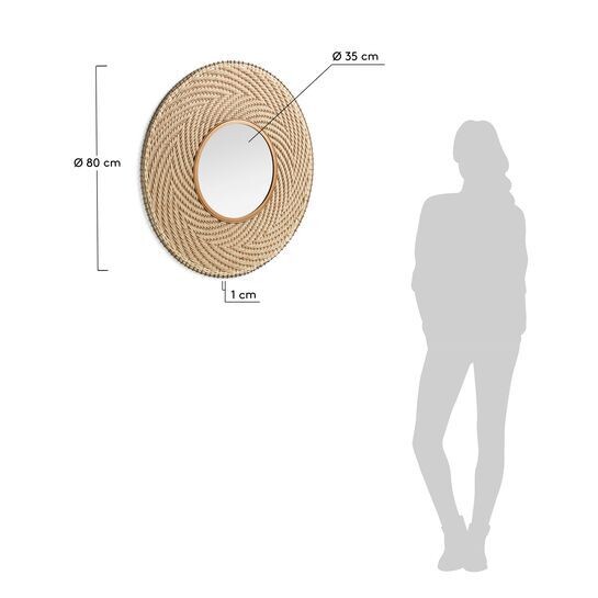 Espejo Klevin de acero y cuerda Ø 80 cm