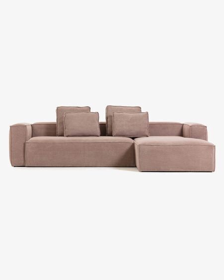 Sofá Blok 4 plazas chaise longue derecho pana gruesa rosa 330 cm