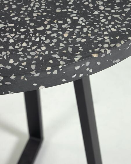 Mesa redonda Tella terrazo negro Ø 70 cm