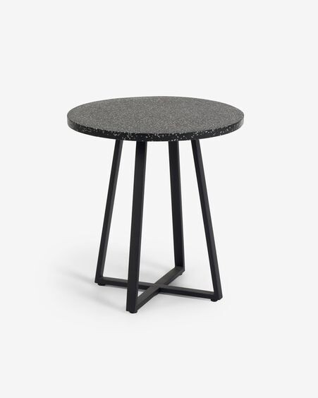 Mesa redonda Tella terrazo negro Ø 70 cm