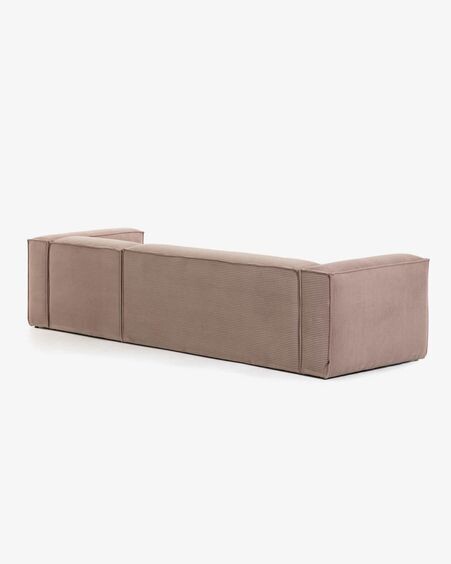 Sofá Blok 4 plazas chaise longue derecho pana gruesa rosa 330 cm