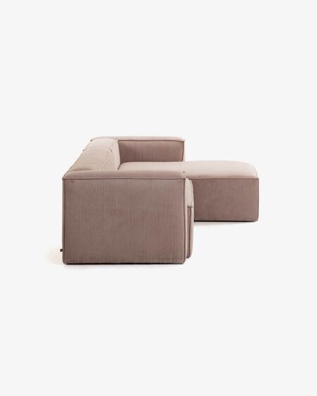 Sofá Blok 4 plazas chaise longue derecho pana gruesa rosa 330 cm