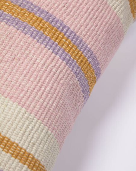 Funda de cojín Marilina 100% algodón lila y rayas multicolor 45 x 45 cm