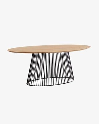 Mesa Leska madera maciza de mango y pie de acero acabado negro 200 x 110 cm