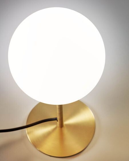 Lámpara de mesa Mahala de acero y cristal glaseado