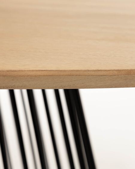Mesa Leska madera maciza de mango y pie de acero acabado negro 200 x 110 cm