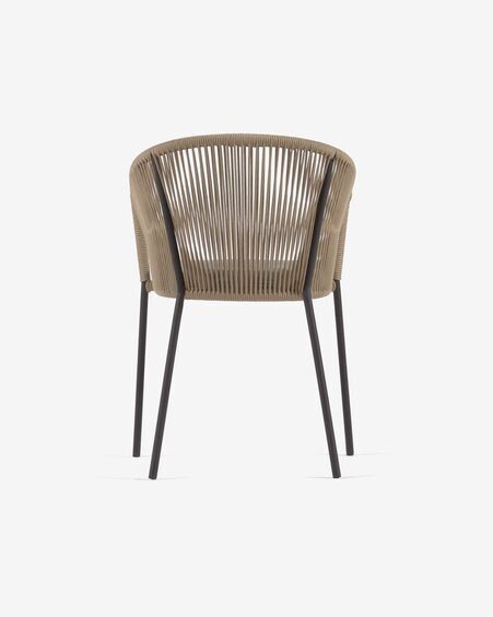 Silla Yanet de cuerda beige y patas de acero galvanizado