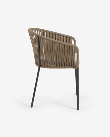Silla Yanet de cuerda beige y patas de acero galvanizado