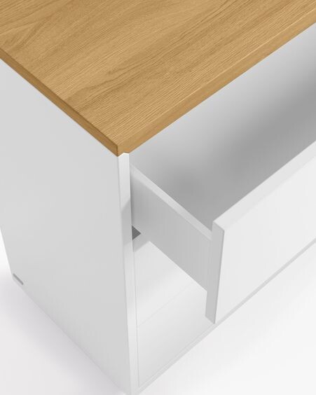 Cómoda Abilen 3 cajones chapa roble y lacado blanco 90 x 75 cm FSC 100%